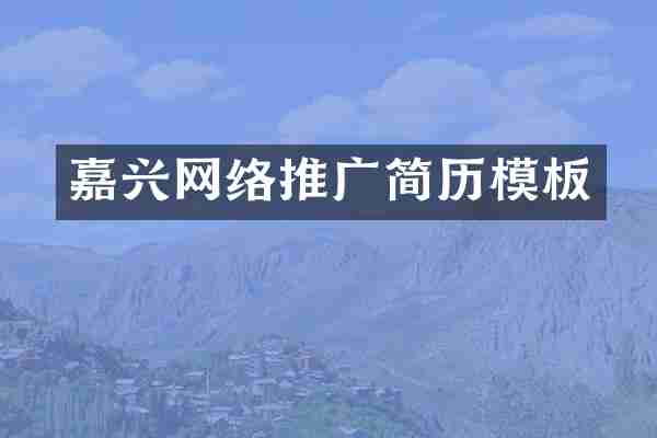 嘉興網(wǎng)絡推廣簡歷模板