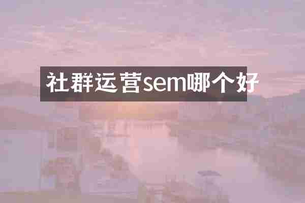 社群運營sem哪個好