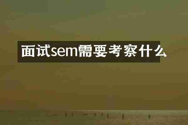 面試sem需要考察什么