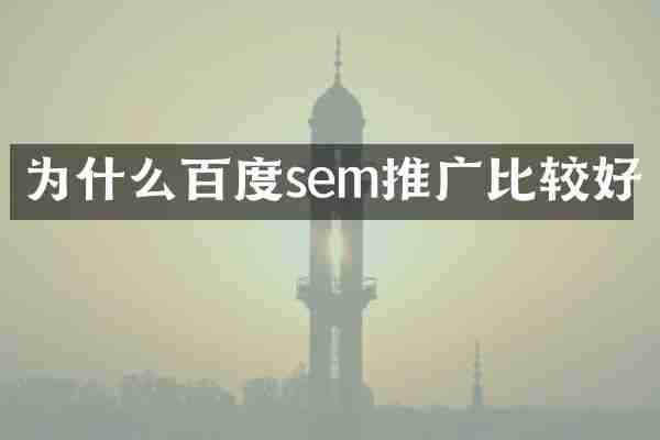 為什么百度sem推廣比較好