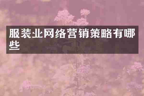 服裝業(yè)網(wǎng)絡(luò)營(yíng)銷(xiāo)策略有哪些