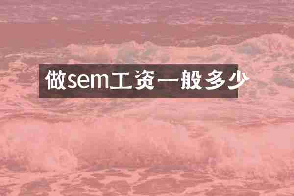 做sem工資一般多少